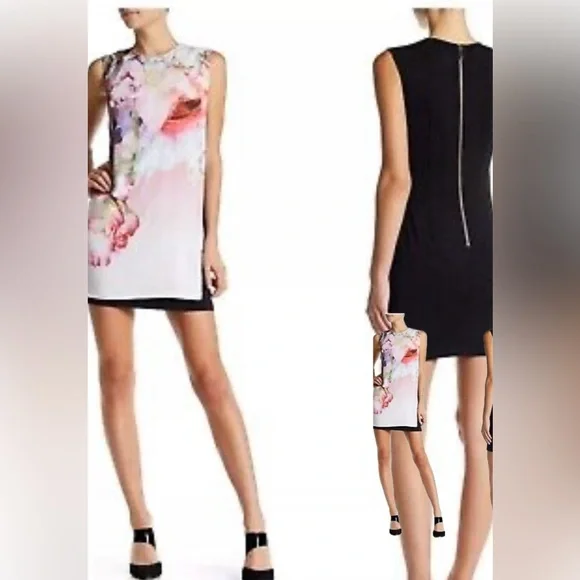 TED BAKER NWOT Pink Floral & Black back with exposed zipper. SIZE:5/6 - Picture 4 of 8